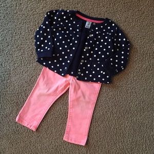 Carter’s Jean & Polka Dot Button Up Sweatshirt Set